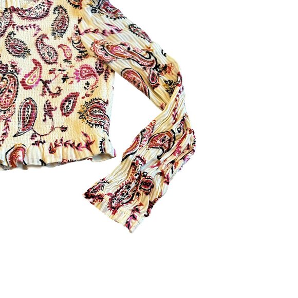 Wilfred Aritzia Lilith Long Sleeve Blouse Shirt Top Paisley Smocked Size Small - Picture 3 of 12